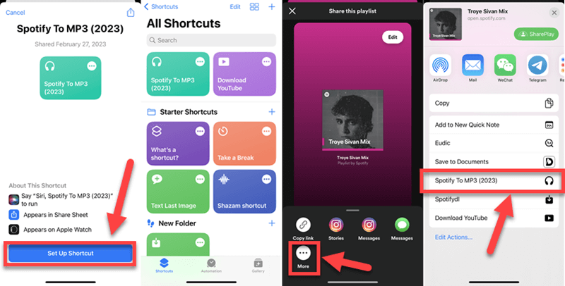 Download Spotify Music via Spotify to MP3 Shortcut
