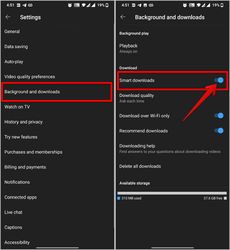 Turn on Smart Downloads