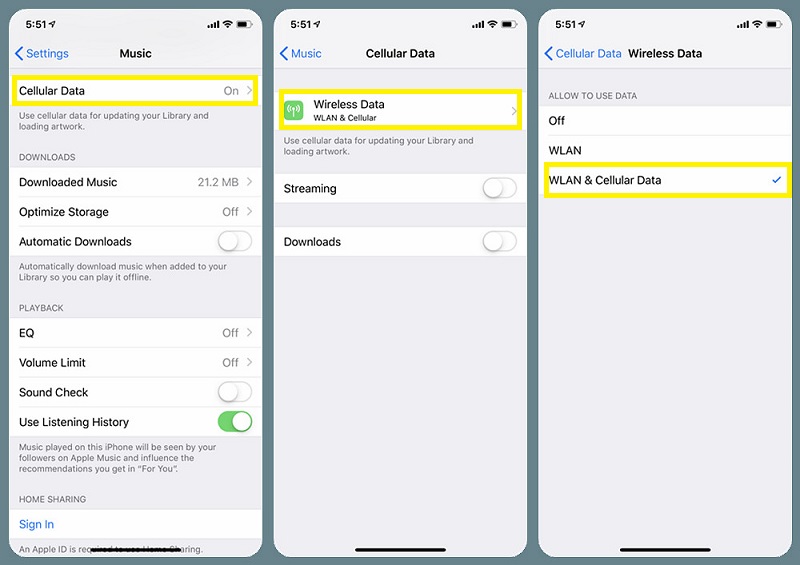 Enable WiFi and Cellular Data