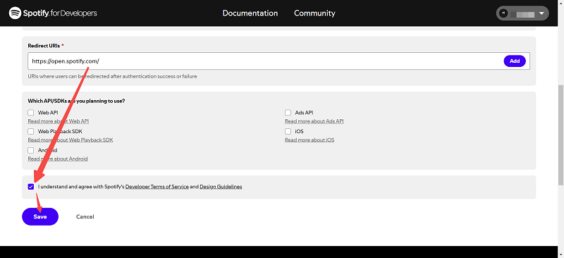 Save Spotify App Creation