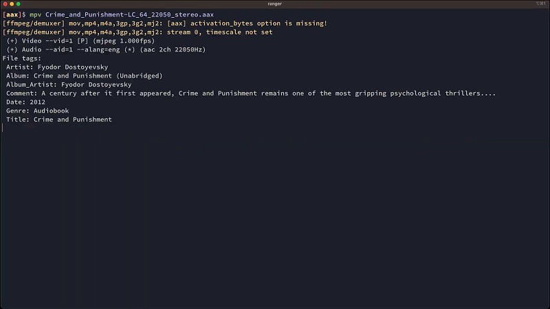 Convert AAX to MP3 with FFmpeg