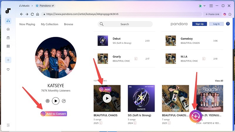 Drag Pandora Music to Convert
