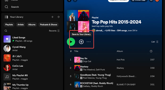 Adicionar playlists do Spotify de outras pessoas
