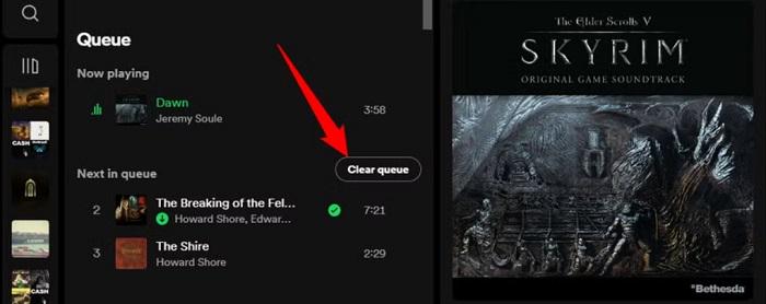 Clear All Tracks on Spotify Queue Desktop