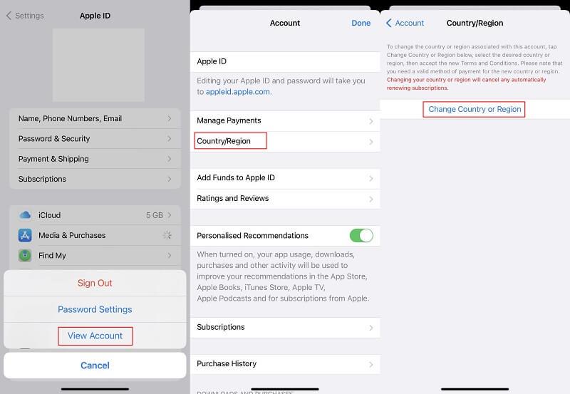 Change Your Country and Region
