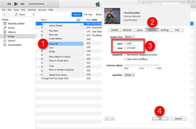 iTunes에서 트랙 클립하기