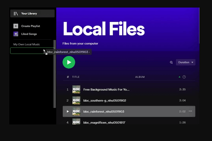 Complie Local Tracks to Spotify