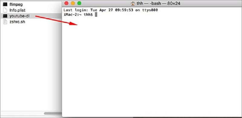Drag YouTube-dl into Terminal