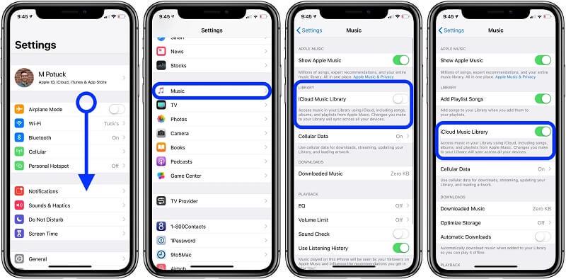 Enable iCloud Music Library on iPhone
