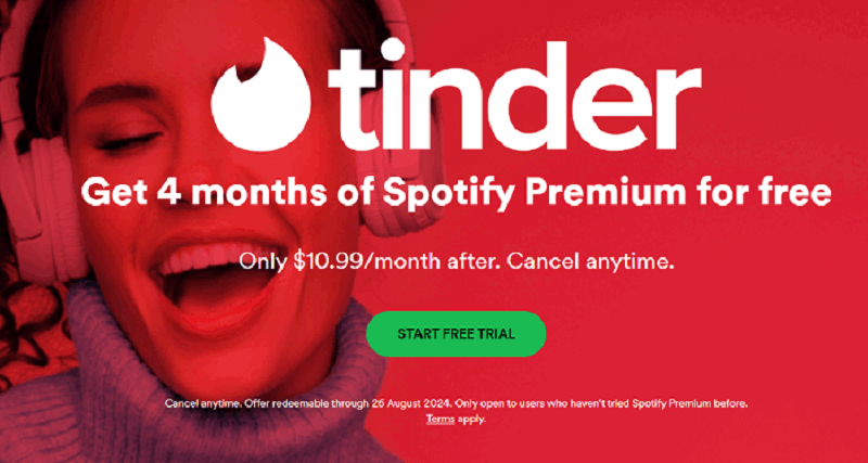 Regístrate en Tinder para obtener Spotify Premium gratis