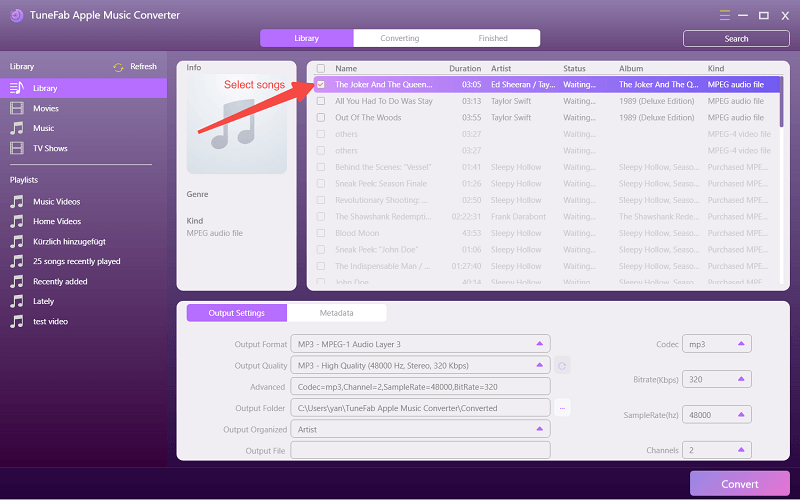 Select iTunes M4P Songs