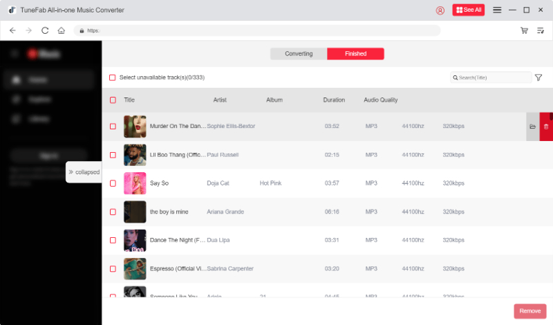 View Converted Spotify Songs