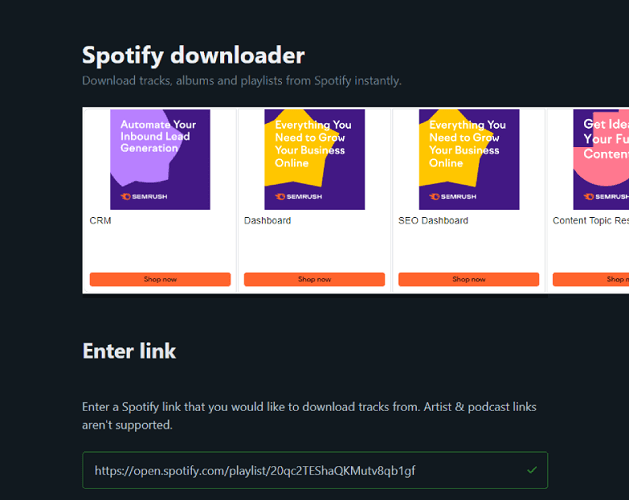 Interface do Spotify Downloader