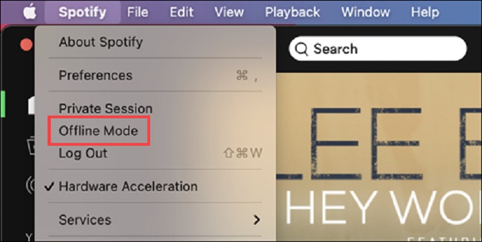 Включите автономный режим Spotify на Mac