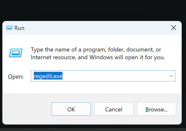 Type to Launch Registry Edit Tool