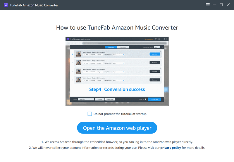 Log in to Amazon Account on TuneFab
