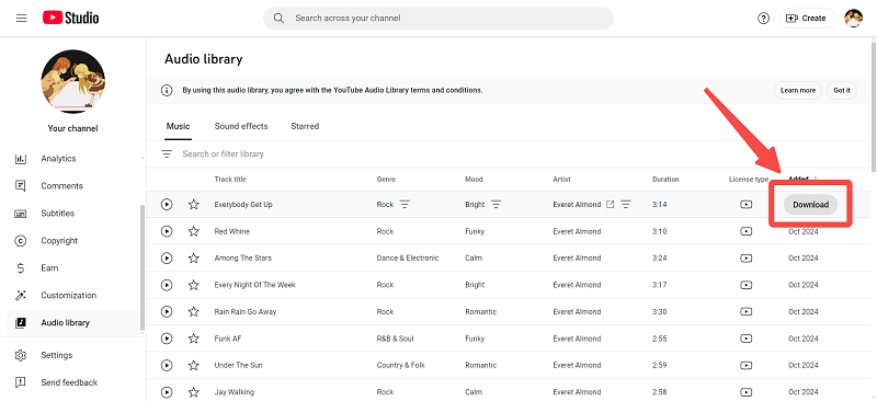Download Music from YouTube Audio Library