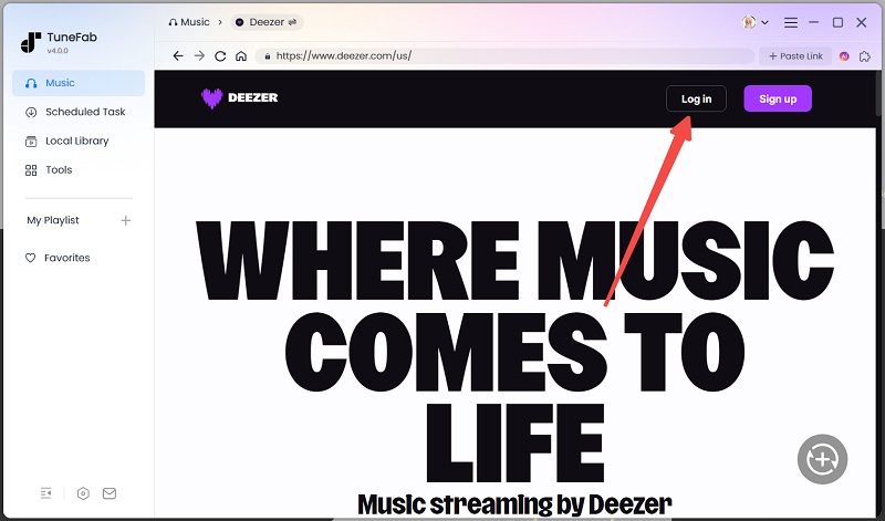 Enter Deezer Account