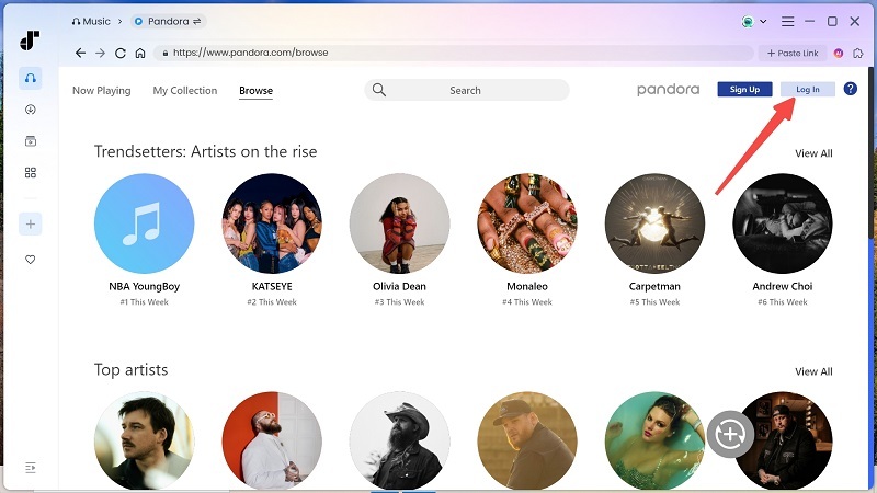 Log in to Pandora Account