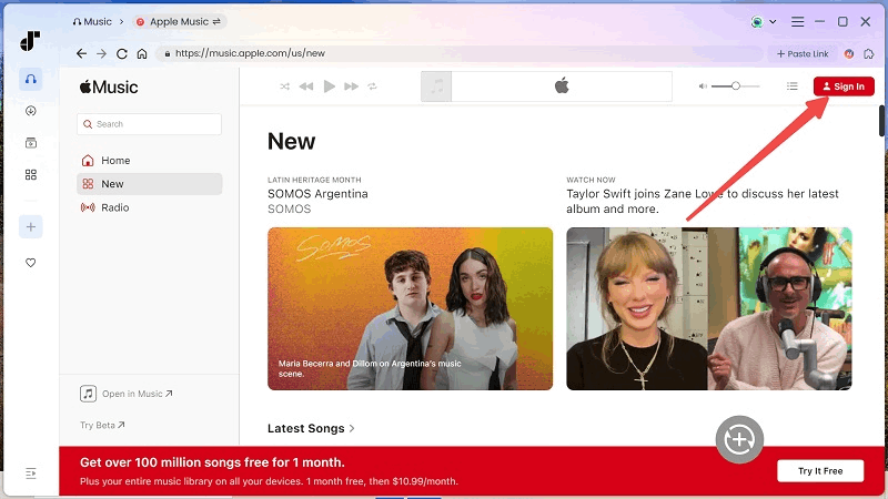 Sign in to Apple Music Web Player