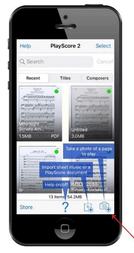 Main Screen on PlayScore2