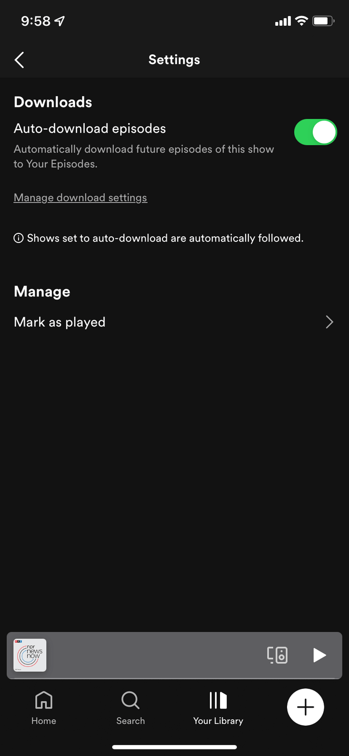 Mark All Episodes of the Podcast As Played