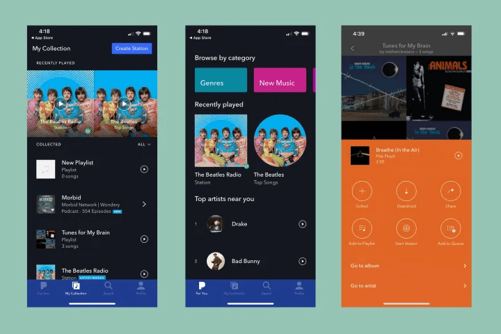 Pandora Mobile App Interface