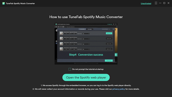 Enter Spotify Web Player and Log in