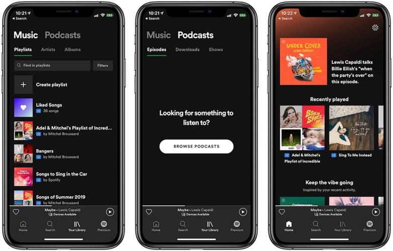 Spotify interface