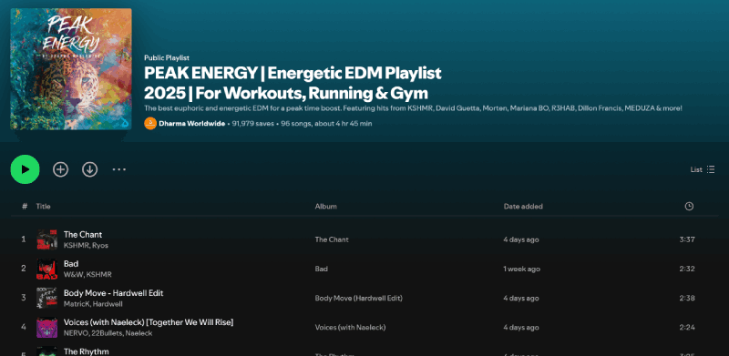 The Best Spotify EDM Playlist Peak Energy