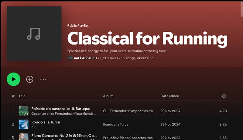 Classical Playlist for Running