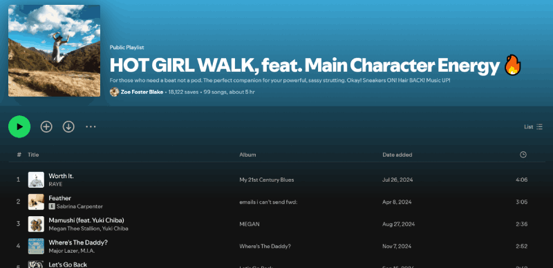 The Hot Girl Walk Playlist
