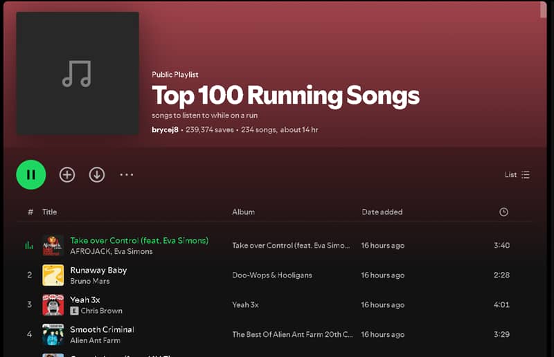 Spotify Top 100 Songs Playlist