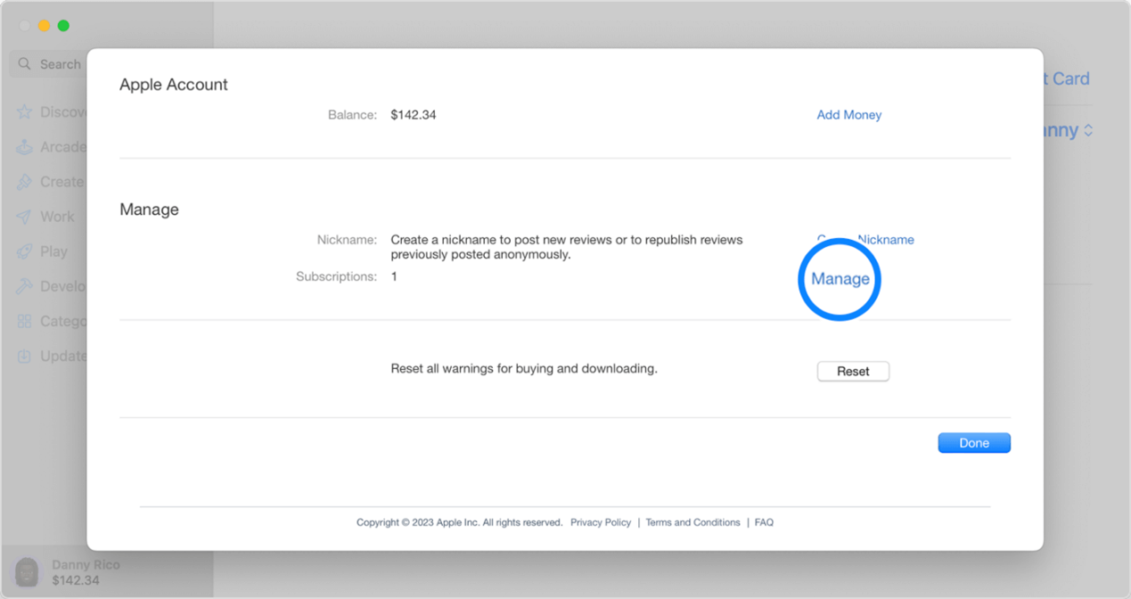 Tap Manage to Cancel Spotify Premium on Mac