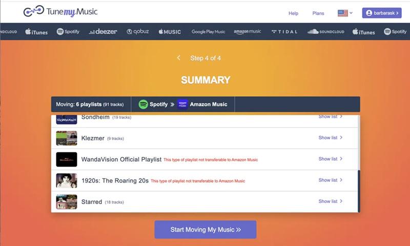 Transfer Spotify Playlists to Apple Music TuneMyMusic