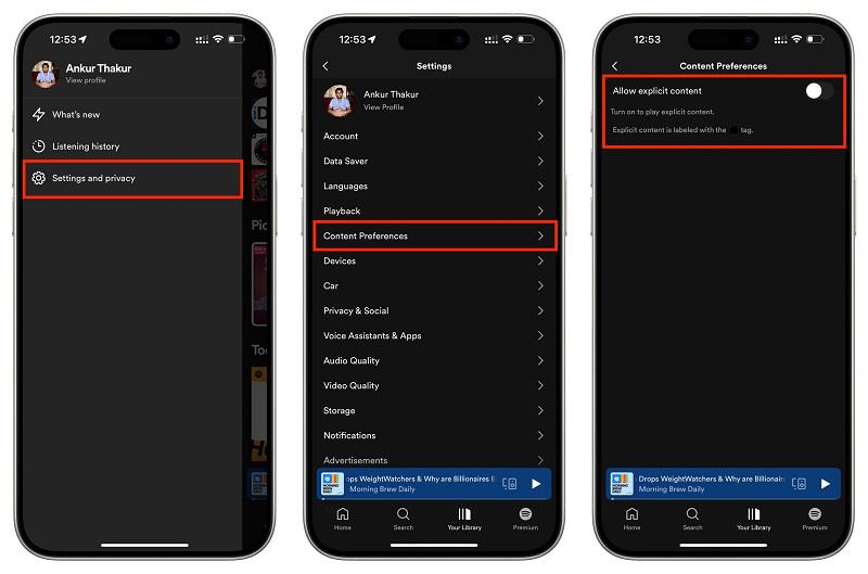 Block Explicit on Spotify Mobile