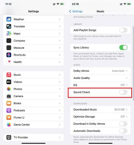 Turn Off Sound Check on iPhone