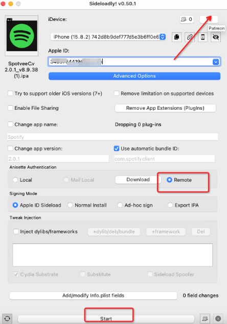 Tweak Settings and Start Sideloading