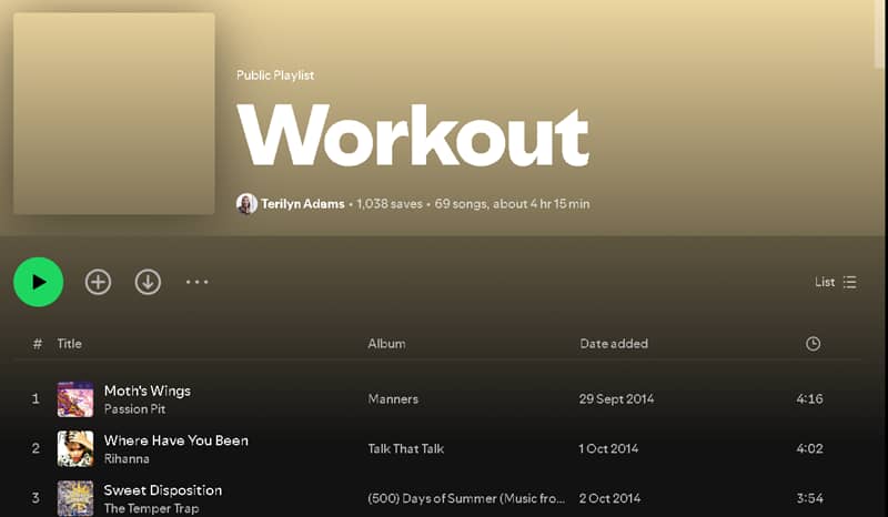 Workout Playlist Spotify