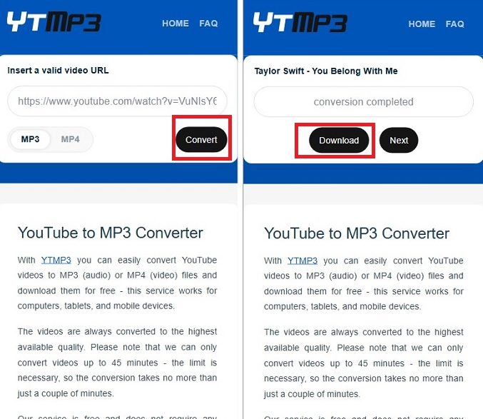 YTMP3 en el teléfono