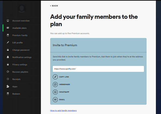 Share Spotify Premium Family Plan