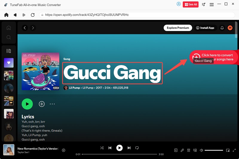 Arraste Gucci Gang para o conversor