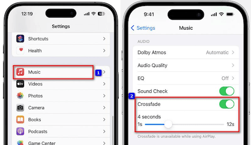 Adjust Crossfade Settings on iPhone