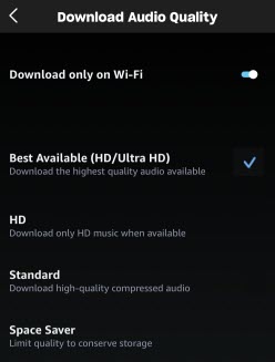 Amazon Music Download Audio Quality Settings