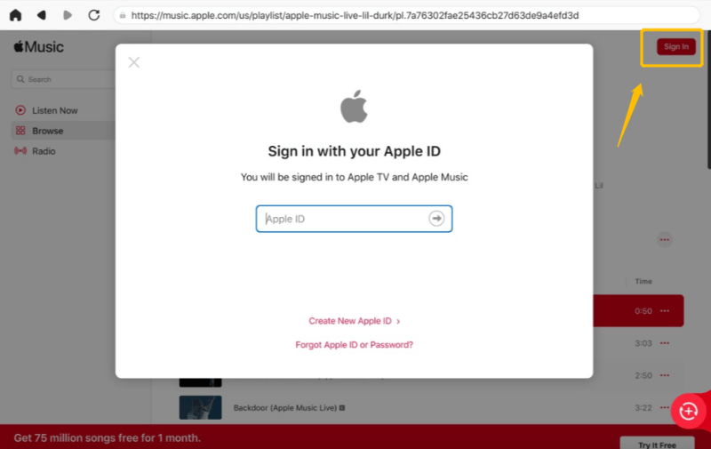 Accedi a TuneFab Apple Music Converter Web Player