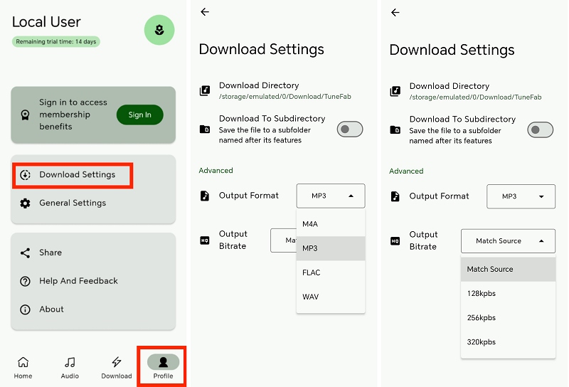 Change Output Format and Bitrate on TuneFab Spotify Pro