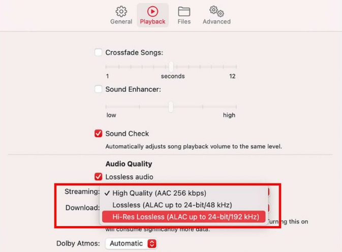 Scegli la qualità audio senza perdita di dati su Mac