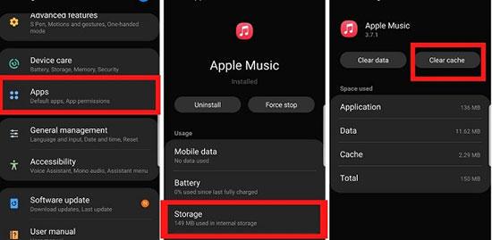 Clear Apple Music Cache on Android