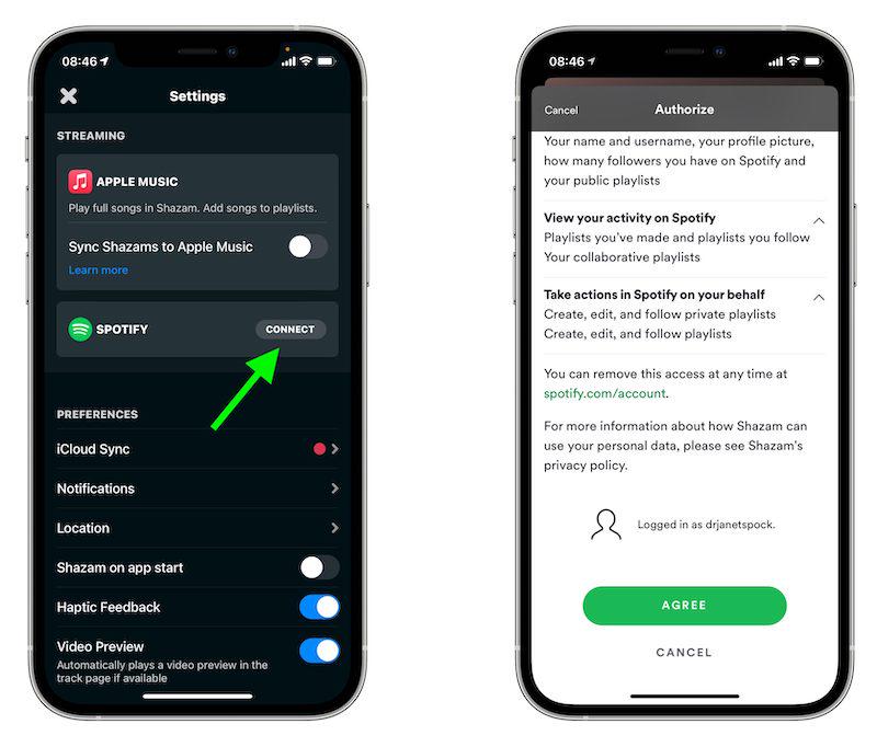 Collega Shazam a Spotify sul telefono