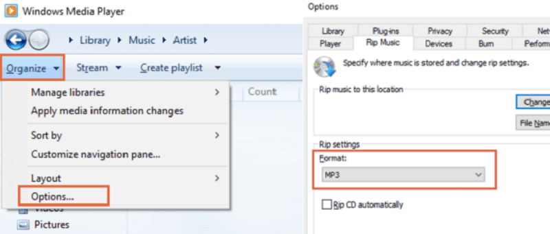 Convert M4A to MP3 in Windows Media Player